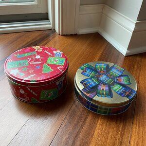 Two (2) Christmas / Gift Metal Tins